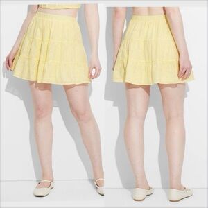 Wild Fable Mini Skirt Yellow Size large Tiered BOHO Y2K NWT